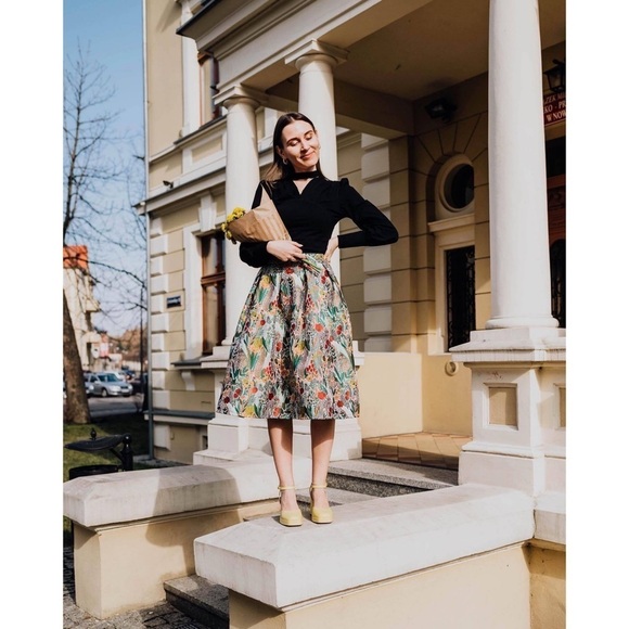 NWT Anthropologie Sunday in Brooklyn Floral Jacquard A-Line Midi Skirt S Petite - Picture 11 of 16